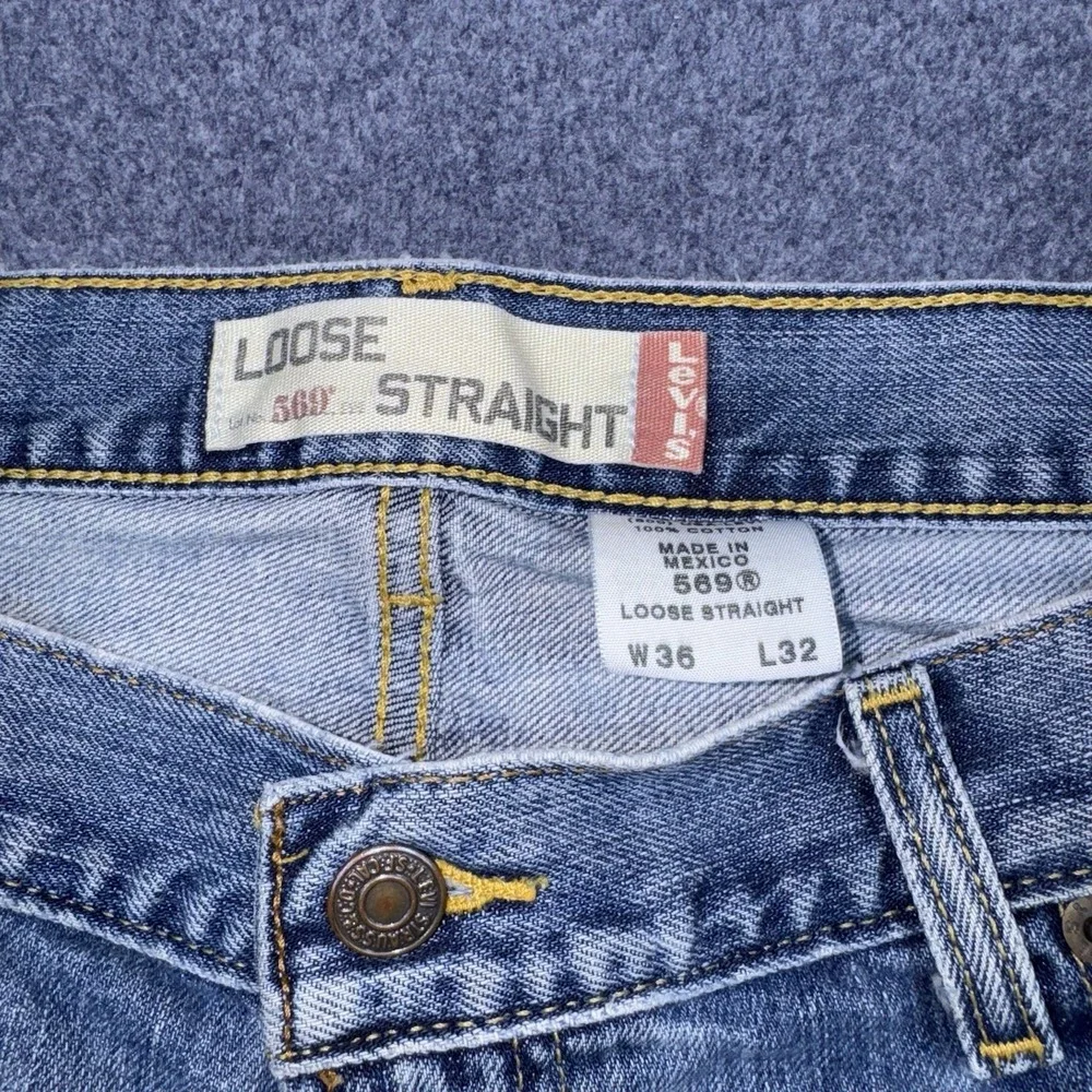 Levis Jeans 36x32 Blue 569 Loose Straight Wide Leg Baggy Fade Street Skater
